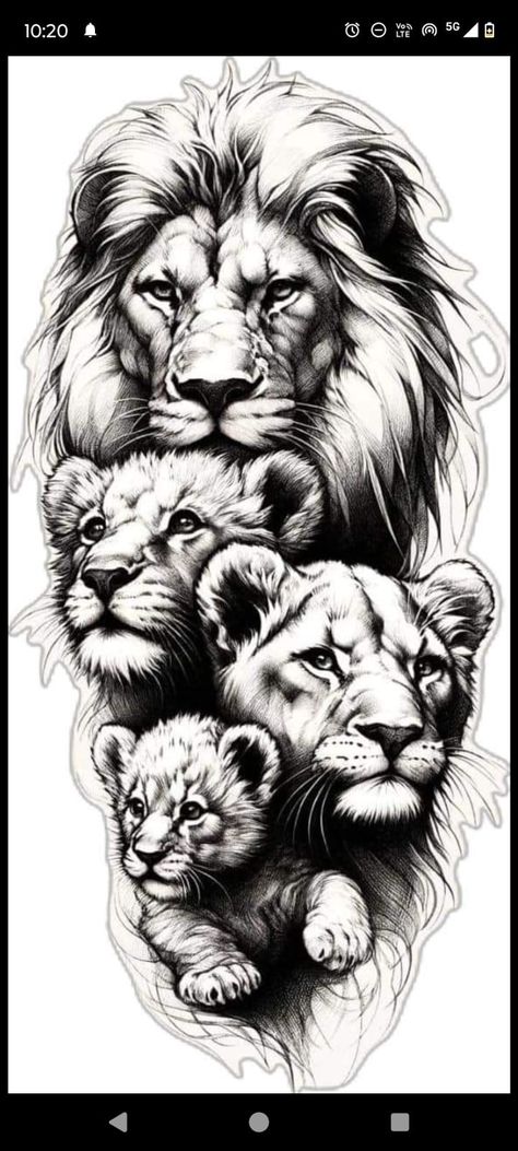 Family Lions Tattoos, Leo Sun Sign Tattoo, Lion And Family Tattoo, Lion And Tree Tattoo, Lions Tattoo Design, 3 Lions Tattoo, Animal Family Tattoo, Tattoo Lion Family, Lion Family Tattoo