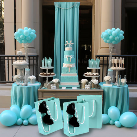 Breakfast at Tiffany's Bliss: Teal Blue Bridesmaid Party Favor Extravaganza Tiffany Themed Birthday Party, Tiffany And Co Theme Party Balloons, Tiffany Blue Quinceanera, Tiffany Blue Party Decorations, Breakfast At Tiffany’s Birthday Party Theme, 60th Birthday Theme, Breakfast At Tiffany’s Baby Shower Ideas, Bridesmaid Party Favors, Breakfast At Tiffany’s Invitation