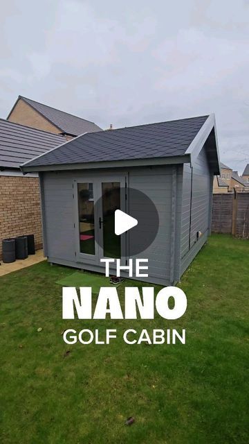 Golf Simulator Backyard, Golf Den Ideas, Golf Shed Simulator, Garage With Golf Simulator, At Home Golf Simulator, Outdoor Golf Simulator Room, Golf Garden Ideas, Home Golf Simulator Garage, Golf Shed Ideas