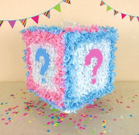 Gender Reveal Pinata, Gender Reveal Box, Gender Reveal Unique, Pregnancy Gender Reveal, Gender Reveal Party Theme, Piñata Ideas, Baby Reveal Party, Diy Pinata, Gender Party