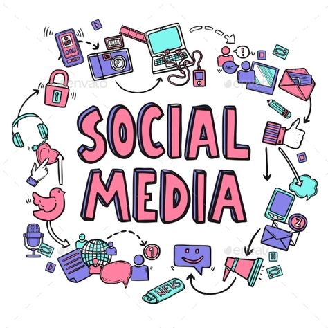 Social Media Design Concept Social Media Icons Free, Social Media Drawings, Social Media Art, Media Literacy, Social Media Poster, Social Media Apps, Plakat Design, Social Media Marketing Agency, Power Of Social Media