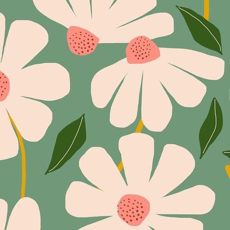 G A L E • S W I T Z E R on Instagram: "D A I S I E S 🌼 Fresh as a daisy. New ‘Wild Daisies’ pattern (original print / wall mural at end) for #ayaradesigncontest23 Big bold blooms." Affordable Wallpaper, Wild Daisies, Flower Mural, Daisy Wallpaper, Illustration Blume, Arte Sketchbook, Whimsical Illustration, Mural Wall Art, Old Wallpaper