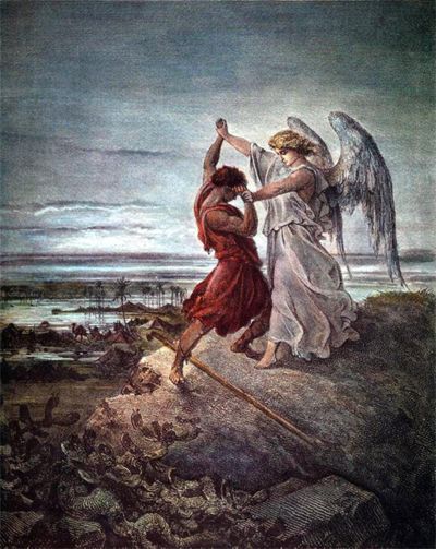 Jacob Wrestling With The Angel, Wrestling With The Angel, Angel Posters, Gustave Dore, San Michele, Biblical Art, Jesus Christus, Painting Reproductions, The Angel