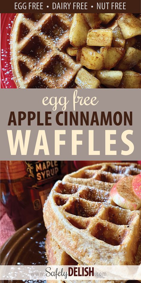 Waffles Dairy Free, Waffle Hacks, Dairy Free Waffles, Apple Cinnamon Waffles, Egg Free Baking, Egg Free Breakfast, Cinnamon Waffles, Dairy Recipes, Waffle Iron Recipes