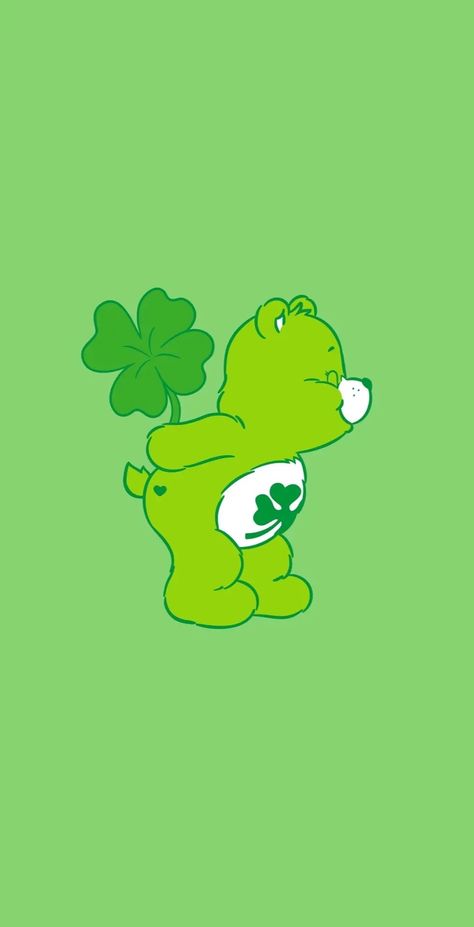 Lucky Care Bear Wallpaper, Green Care Bear Wallpaper, Green Care Bear Aesthetic, Lucky Care Bear Aesthetic, Care Bears Aesthetic Wallpaper, Carebears Aesthetic Wallpaper, Lucky Care Bear, Green Care Bear, Care Bears Wallpaper