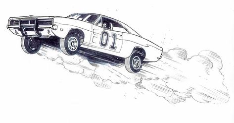 JUMPIN GENERAL by Jerome-K-Moore on DeviantArt General Lee Car, 1980s Horror Movies, The General Lee, Dodge Charger Models, Gottlieb Daimler, Super Coloring Pages, Cartoon Car Drawing, Dukes Of Hazard, Cars Coloring