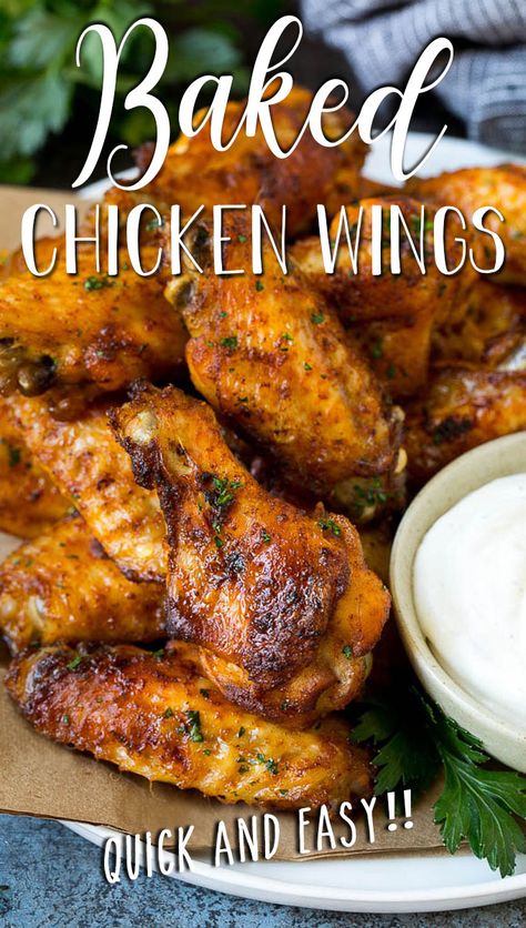 These baked chicken wings are coated in a homemade spice rub, then roasted to crispy perfection. How To Make Baked Chicken Wings, Baked Chicken Wingettes Ovens, Slow Cooked Chicken Wings In Oven, Chicken Wingettes Recipe Baked, Skinless Chicken Wings, Baked Chicken Wings Recipes Oven, Baked Chicken Wings Recipes, Baked Wings Recipe, Spicy Baked Chicken Wings