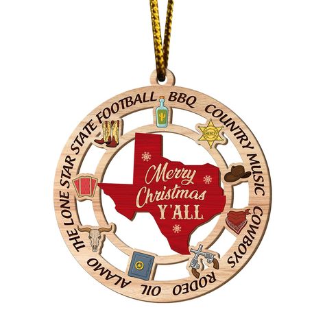 PRICES MAY VARY. Celebrate the Spirit of Texas: The Artsy Woodsy Texas Merry Christmas Y'all Wooden Ornament embodies the joyful and hospitable spirit of Texas during the holiday season. This charming ornament features the iconic phrase "Merry Christmas Y'all" in a beautifully crafted wooden design, capturing the warmth and friendliness associated with the Lone Star State. Texas-Themed Holiday Decor: Add a touch of Texan flair to your Christmas decorations with this special ornament. Measuring 3 Tree Wreaths, Texas Christmas, Wooden Texture, Xmas Tree Decorations, Wooden Ornament, Christmas Keepsakes, Wooden Design, Housewarming Gifts, Wooden Ornaments