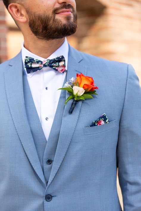 Blue Tux Wedding, Folklore Wedding, Blue Groomsmen Suits, Tux Wedding, Blue Groomsmen, Groomsmen Style, Blue Tux, Prom Corsage And Boutonniere, Wedding Pool Party