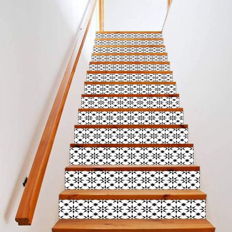 PRICES MAY VARY. ①.Material:High-quality ceramic tile stickers with environmentally friendly PVC, durable, waterproof, easy to remove and clean. ②.Suitable for stairs, kitchen rear baffle, floor, bathroom and anywhere you want to renovate. ③.Suitable for any smooth and flat surface such as window, wall and ceramic, dust-free stairs etc. This is DIY product, you will receive 14 pcs stickers and need put them together by yourself. ④.Size: 39.37x7.09inch/100x18cm, total 14 strips ⑤.The stair riser Staircase Mural, Staircase Wallpaper, Stairway Decor, Staircase Decoration, Self Adhesive Backsplash, Vinyl Stairs, Stair Decals, Stairway Decorating, Backsplash Wallpaper