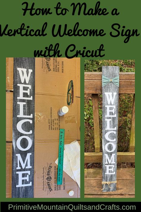 Homemade Welcome Signs Wood, Welcome Signs For Front Door Cricut, Welcome Sign Front Door Diy Cricut, Welcome Plank Sign, Vinyl Welcome Sign, Welcome Signs With Cricut, Diy Porch Signs Tutorial, Welcome Cricut Sign, Cute Welcome Sign Sayings