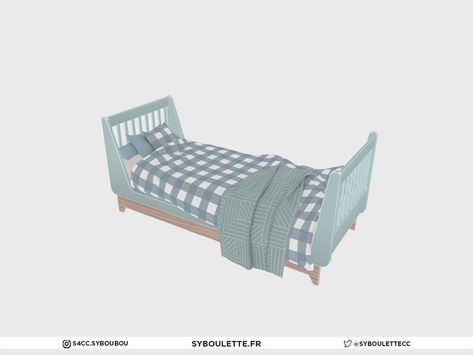 The Sims Resource - Advent 2022 - Kid single bed Pink Toddler Bed, Hippie Bed, Kids Bed Furniture, Sims 4 Beds, Kids Single Beds, Sims 4 Bedroom, Rattan Bed, Toddler Beds, Sims 4 Cc Furniture