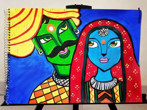 Rajasthani Couple Painting, Rajasthani Couple, Rajasthani Painting, Cotton Tops Designs, Pichwai Painting, Couple Painting, Pichwai Paintings, Couple Art, Cotton Tops