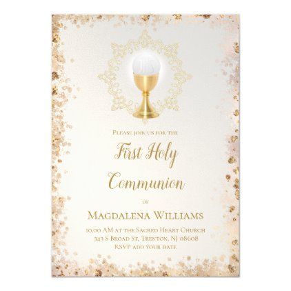 First Communion faux metallic glitter frame Invitation First Holy Communion Invitation Cards, Holy Communion Invitation Cards, Communion Invitations Girl, Frame Invitation, Holy Communion Invitations, First Communion Invitations, Glitter Frame, Glitter Invitations, Communion Invitations