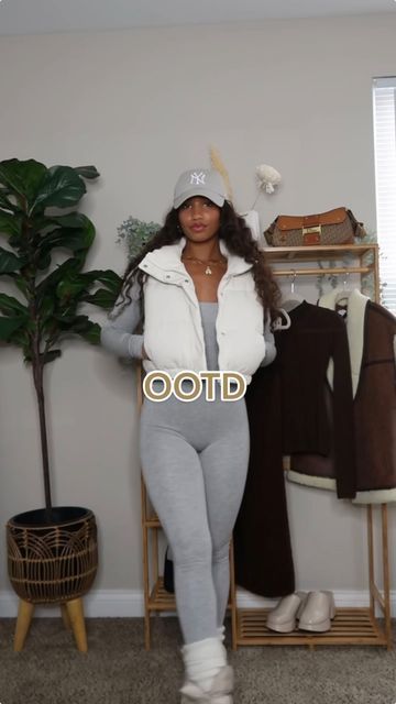 Ash West on Instagram: "This is gonna be my go-to fall fit 🥵 ⬇️⬇️ Jumpsuit - @ohpolly Vest & leg warmers- @zara Hat - @urbanoutfitters Shoes - @hm" Zara Hats, Fall Fit, Fitted Jumpsuit, October 15, Leg Warmers, Urban Outfitters, Ash, Jumpsuit, Zara