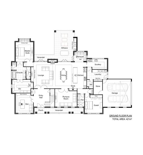 Hamptons Mansion Floor Plans, Hampton House Floor Plan, Hamptons Floor Plan, Hamptons House Floor Plan, Hampton House Plans, Modern Luxury Bedroom Black, Luxury Bedroom Black, Open Floor Plan With Loft, Hamptons House Plans