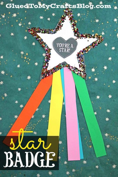 You're A Star Paper Badge - Kid Craft - Maybe our craft can help spark the act or even a conversation with your child. Remember - when we do nice things and say nice things we fill someone’s bucket. When we make someone feel bad or bully someone, we are emptying their bucket. Paper Badges Ideas, Birthday Chart For Preschool, Birthday Chart, Badges Diy, School Badges, Valentine's Day Crafts For Kids, Star Badge, Friend Crafts, Music Crafts