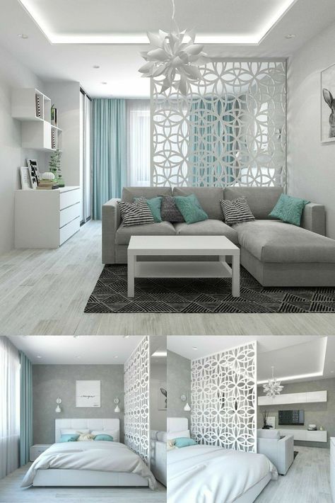 Studio Apartment Design, Studio Apartment Living, Deco Studio, Small Apartment Design, Studio Apartment Ideas, Living Room Partition Design, Apartment Layout, Small Apartment Decorating, Small Room Design