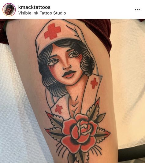 Lady Head Tattoo, Tattoo Pin Up, Trad Tattoos, Nurse Tattoo, Head Tattoo, Creative Fashion Photography, Pin Up Tattoos, Head Tattoos, Cloud Painting