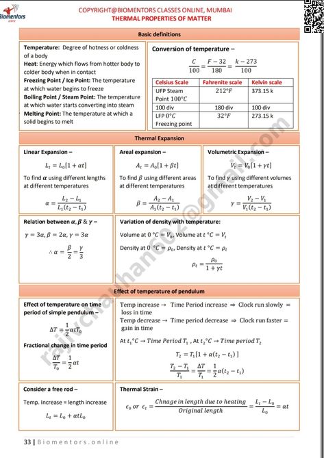 Thermal Properties Of Matter Notes, Formula Sheet, Chemistry Study Guide, Basic Anatomy, Physics Lessons, Physics Concepts, Physics Formulas, Study Stuff, Short Notes