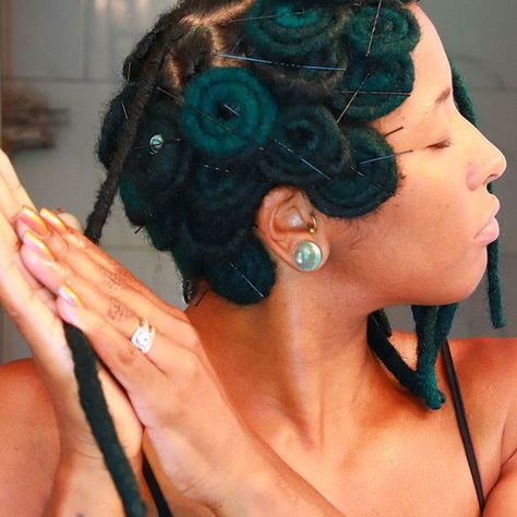 Pincurl Locs, Pin Curl Locs, Loc Styles Women Long, Edgy Loc Styles, Pin Curl Loc Styles, Locs Hairstyles Long Hair, Loc Pin Curls, Locs With Hair Added, Pin Curls On Locs