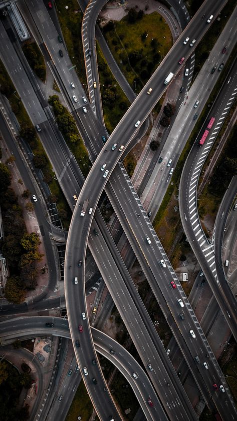 Gallery of Drone Photographs of Bogotá's Grand Architecture Show the "Unedited" Side of the City - 9 City Top View, Future Africa, Highway Photography, Transportation Photography, City Transportation, Grand Architecture, Drone Flying, Degree Design, Road Bridge