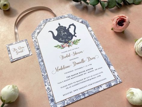 MADELEINE Printable Tea Bridal Shower Invitation Template - Etsy Tea Bag Invitations, Afternoon Tea Bridal Shower Invitations, Tea Party Invitations Ladies, Tea With The Bride To Be, Tea Party Invitations Diy, Tea Invite, Bridal Tea Party Invitations, Tea Party Bridal Shower Invitations, Moh Duties