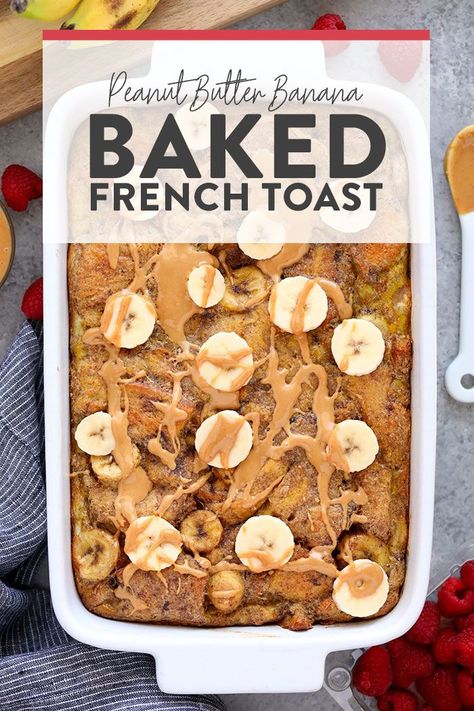 Are you ready for the most delicious French toast bake recipe?! We combed our two favorite flavors, peanut butter and banana, to create an incredible baked French toast casserole recipe. Banana Breakfast Bake, Peanut Butter French Toast Recipe, Flax Eggs, Homemade Chai, Baked French Toast Casserole, French Toast Bake Recipe, Delicious French Toast, Fit Foodie Finds, Baked French Toast