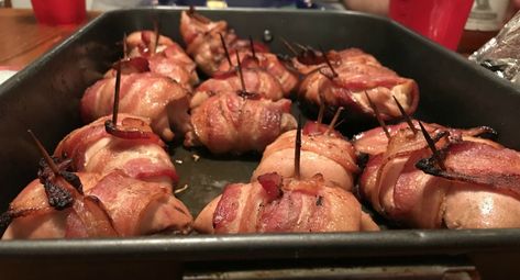 This can be a great holiday appetizer or meal depending on how many quail breasts you have. It's savory and tangy all at the same time. Bacon Wrapped Quail, Grilled Quail Recipes, Pheasant Recipes, Quail Recipes, Farm Recipes, Bacon On The Grill, Convection Cooking, Traeger Recipes, Wild Game Recipes