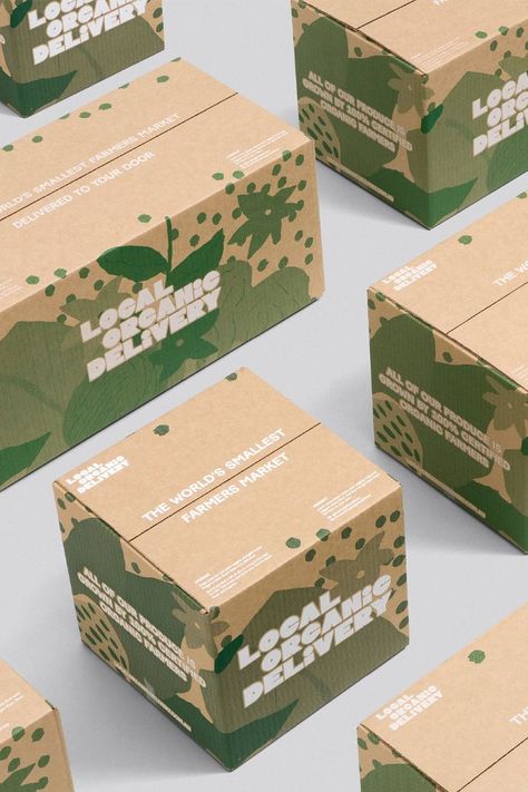 Fruit Box Packaging Design, Natural Product Packaging, Fruit Box Packaging, Fruit Box Design, Delivery Box Design, Fresh Produce Packaging, Veggie Box, Organic Packaging, Carton Design