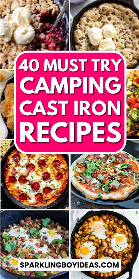 Iron Skillet Desserts, Cast Iron Skillet Desserts, Easy Cast Iron Recipes, Cast Iron Chicken Recipes, Cast Iron Recipes Dinner, Iron Skillet Chicken, Camping Recipes Dinner, Campfire Cooking Recipes, Cast Iron Skillet Recipes Dinner