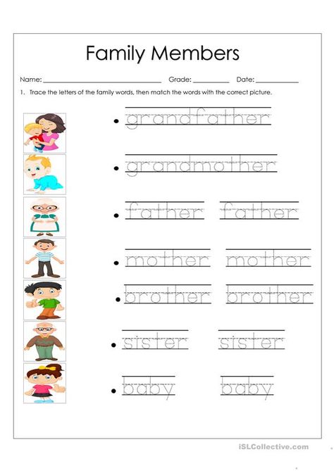 Family Members Tracing Worksheets Family Members Worksheet, Classroom Commands, Letter S Worksheets, Christmas Math Worksheets, Learning Cursive, Name Tracing Worksheets, Sequencing Worksheets, Word Family Worksheets, English Worksheets For Kindergarten