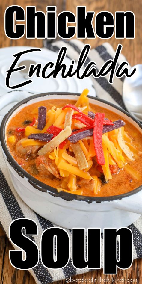 Chicken Enchilada Soup Chili Chicken Enchilada Soup, Chicken Enchilada Chili, Rotisserie Chicken Enchilada Soup, Chilis Chicken Enchilada Soup Recipe, Easy Chicken Enchilada Soup, Easy Enchilada Soup, Chicken Tortilla Soup Enchilada Sauce, Chicken Enchilada Soup Stovetop, Chicken Enchilada Soup Easy Stovetop