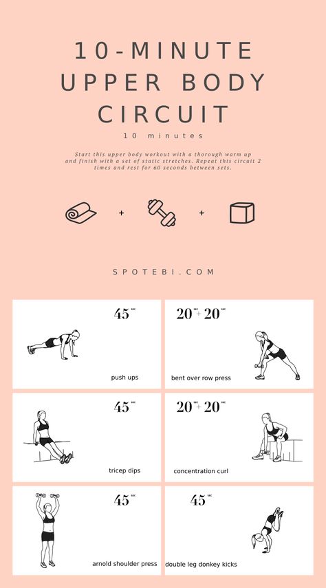 Basic Upper Body Workout, Upper Body Pilates Workout, Spotebi Workout, Upper Body Circuit, Best Abdominal Exercises, Arm Workout Women, Full Body Workout At Home, Summer Body Workouts, Tricep Dips