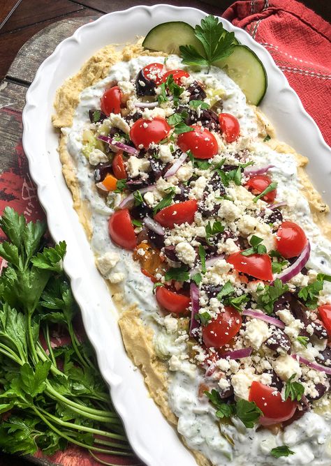 Mouthwatering Mediterranean Layer Dip Recipe Mediterranean Dip, Greek Dinner, Greek Dip, Layered Dip Recipes, Dip Dip, Homemade Chips, Layer Dip, Easy Appetizers, Amazing Appetizers