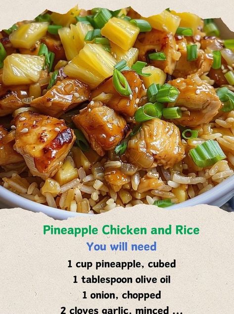 Cooking Family Recipes | Pineapple Chicken and Rice | Facebook Pineapple Chicken Breast, Aldi Chicken, Pineapple Chicken And Rice, Recipes Pineapple, Stir Fry Rice, Pineapple Chicken, Savoury Recipes, Chicken And Rice, Jasmine Rice