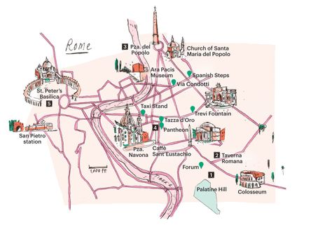 Peter Oumanski Rome map Rome Map Illustration, Civitavecchia Italy, Rome Map, Travel Europe Cheap, Illustration Travel, Map Illustration, The Colosseum, Italy Map, 9 Hours