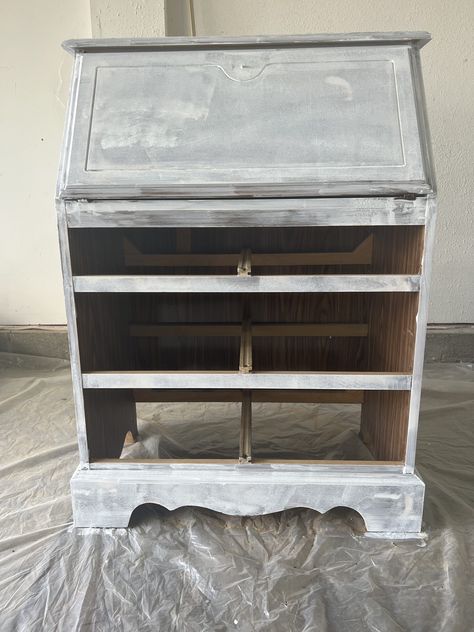 How to Refinish An Old Secretary Desk - Allisonchapp Antique Secretary Desk Makeover Ideas, Refurbished Secretary Desk, Old Secretary Desk, Painted Secretary Desks, Secretary Desk Makeover, Wood Office Furniture, Vintage Secretary Desk, Antique Secretary Desks, Desk Makeover