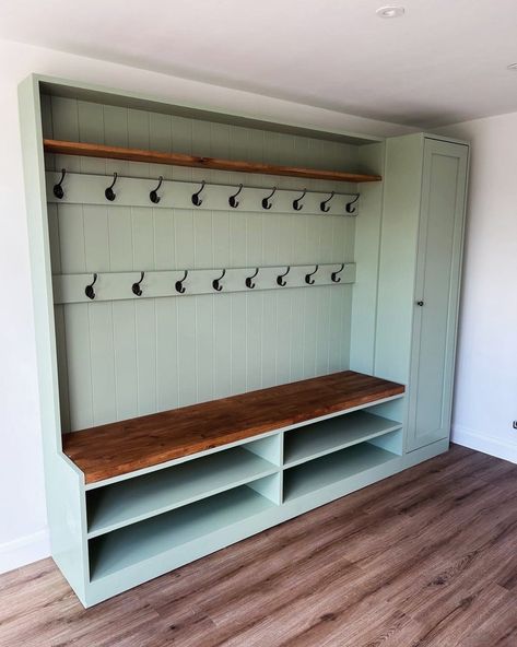 Cloakroom Coat Storage, Bootility Room Ideas, Bootroom Hallway, Cloak Room Ideas, Inside Porch Ideas Entrance, Shoe And Coat Storage Entryway, Hall Storage Ideas, Small Boot Room, Cloakroom Cupboard