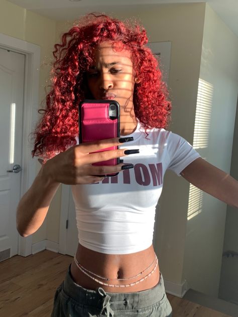 Red Hair Natural Black Women, Red Hair Light Skin, Red Hair Color Black Women, Color Curly Hair, Red Natural Hair, Red Curly Hair Black Women, Red Dyed Hair, Hair Stripes, Natural Curly Hair Cuts