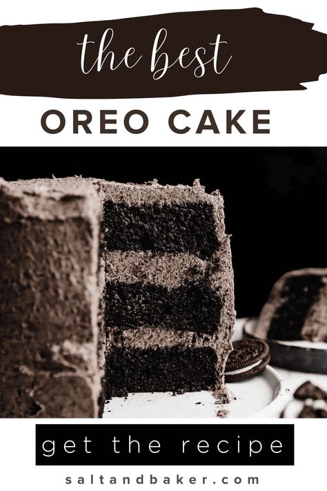 Oreo Cake Homemade, Black Oreo Cake, Oreo Cake Frosting, Oreo Chocolate Cake Recipe, Cocoa Powder Cake, Oreo Cake Filling, Oreo Layer Cake, Fudge Cake Filling, Black Velvet Cake