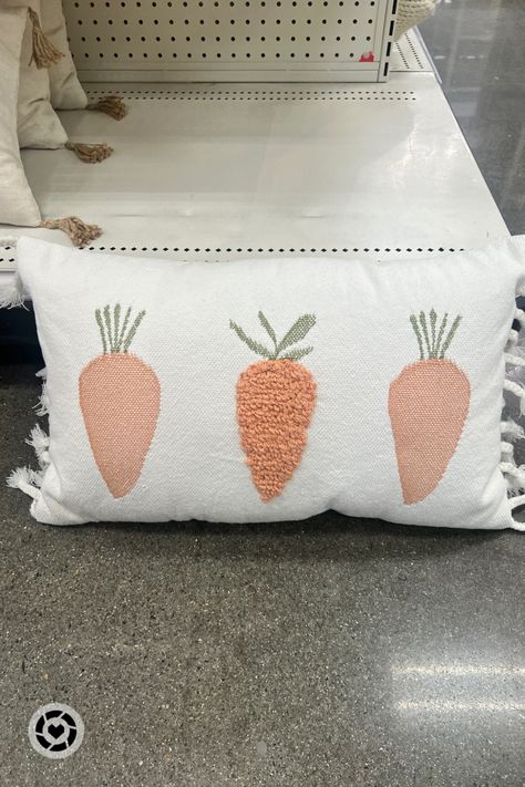 Easter Throw Pillows, Easter Bedroom Decor Ideas, Easter Room Decor, Easter Bedroom, Spring Primitives, Carrot Pillow, Easter Cushions, Clothing Construction, Fun Pillows