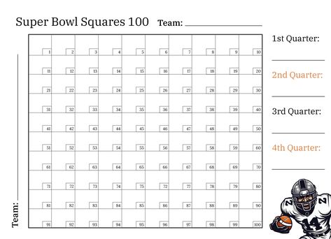 Super Bowl Pool Template Squares, Football Pool Template Free Printable, Super Bowl Pool, Super Bowl Squares, Football Squares Template, Superbowl Squares, Real Estate Marketing Gifts, Football Squares, Yoda Party