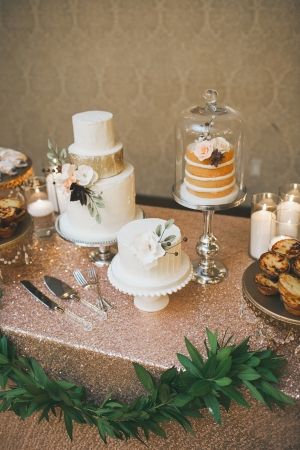 ontario-flower-child-wedding-54 Gold Sequin Table Runner, Cake Displays, Wedding Cake Photos, Wedding Cake Table, Wedding Dessert Table, Cake Display, Sweet Table, Wedding Event Planning, Cake Table