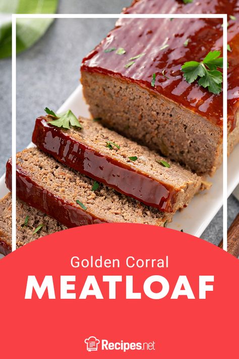 70 mins. · Serves 8 · Enjoy some delicious Golden Corral Meatloaf with this easy-to-follow recipe! Meatloaf Recipes Cracker Barrel, Crackle Barrel Meatloaf Recipe, Golden Corral Meatloaf Recipe, Meatloaf Brasciole, Quick Beef Recipes, Grandma Zimmern’s Meatloaf, Beef Kebabs, Delicious Meatloaf, Homemade Meatloaf