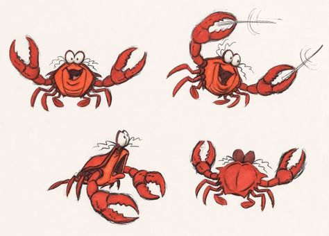 Early Sketches of Famous Cartoon Characters- Sebastian, The Little Mermaid Sebastian The Little Mermaid, Crab Cartoon, Cartoon Sea Animals, Crab Art, Famous Cartoons, Arte Cyberpunk, Animation Tutorial, Animal Sketches, Illustration Character Design