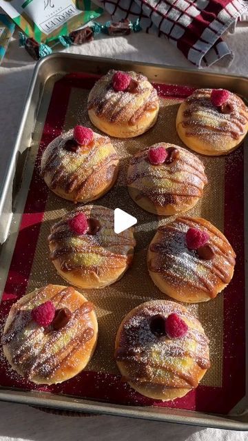 Desserts | Sweets | Recipes on Instagram: "Brioche Caramel Custard Buns 💛
Recipe makes 8 buns.

Dough:
330g bread flour
165g whole milk
40g granulated sugar
5g instant yeast
6g salt
1 egg
60g butter (chilled)

Custard filling:
1 egg
2 yolks
1 tsp vanilla
12g corn starch
40g granulated sugar
250g milk (hot)

Topping:
bag of @bequetconfections caramel
handful of berries
powdered sugar

1. To the bowl of a stand mixer, add all dough ingredients except for butter. Using the dough hook attachment, mix until the dough comes together. Then add the butter a few pieces at a time and knead until fully incorporated
2. Let the dough rise for 1.5-2hrs or until doubled in size
3. Meanwhile make your custard. Whisk together all custard ingredients except for milk. Then slowly add in the hot milk and whi Custard Buns, Caramel Custard, Buns Recipe, Dough Ingredients, Custard Filling, Bun Recipe, Instant Yeast, Bread Flour, Stand Mixer