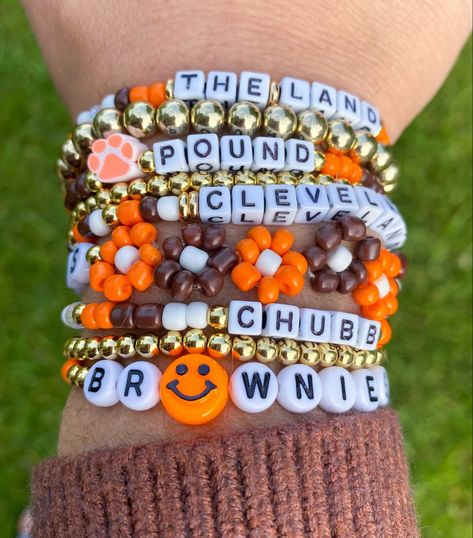 If you are a true Browns fan you Need this! Get these foor your Daughters! #cleveland #ohio #football #friendship #bracelet #friendshipbraceletpatterns Team Bracelets, Football Bracelet, Go Browns, Browns Football, Browns Fans, Multiple Bracelets, Sports Jewelry, Brown Bracelet, Star Bracelet