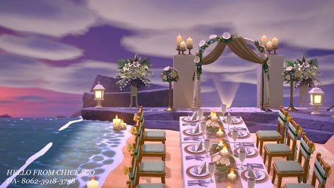 Fan of intimate, serene and picturesque places for a wedding? Here’s my version 💞 #acnh #animalcrossing #beachwedding Animal Crossing Beach Wedding, Acnh Beach Wedding, Animal Crossing Romantic, Acnh Wedding Ideas, Acnh Romantic Area, Animal Crossing Wedding Ideas, Wedding Animal Crossing, Wedding Acnh, Acnh Wedding Area