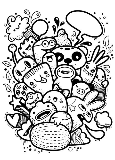 Premium Vector | Hipster Hand drawn Crazy doodle Monster group Doodles Graffiti, Chibi Monster, Monster Doodles, Group Drawing, Doodle Monster, Colouring In Pages, Doodle Icon, Free Business Card Mockup, Funny Doodles